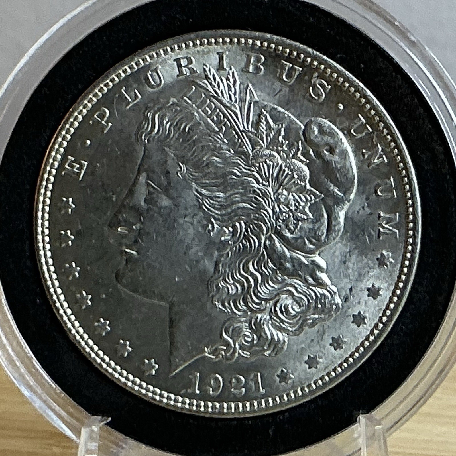1921 P Morgan Silver Dollar $1 Coin In Capsule 1921 P Morgan Silver Dollar $1 Coin In Capsule