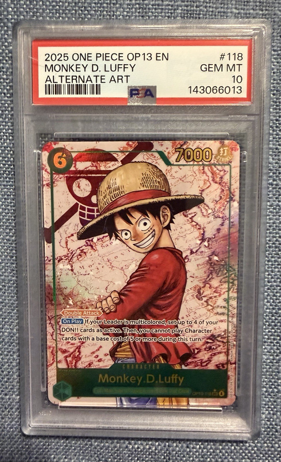 PSA 10 One Piece OP13 EN Monkey D Luffy Alternate Art #118 PSA 10 One Piece OP13 EN Monkey D Luffy Alternate Art #118