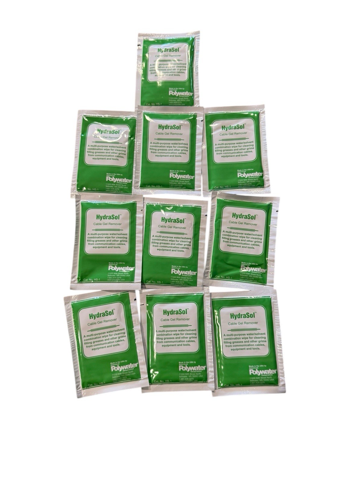 Polywater Hydrasol Cable Gel Remover Saturated Lint Free Wipes - 10 Pack