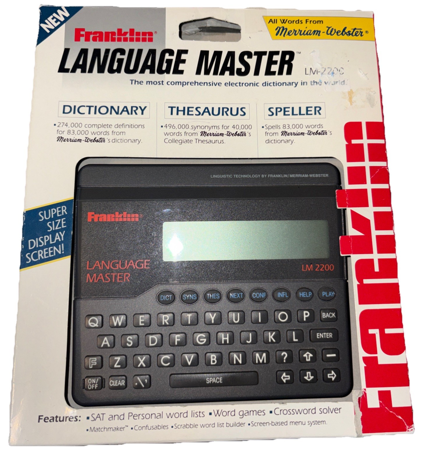 Vtg.Franklin Language Master LM-2200 Dictionary Thesaurus Synonyms Words Tested