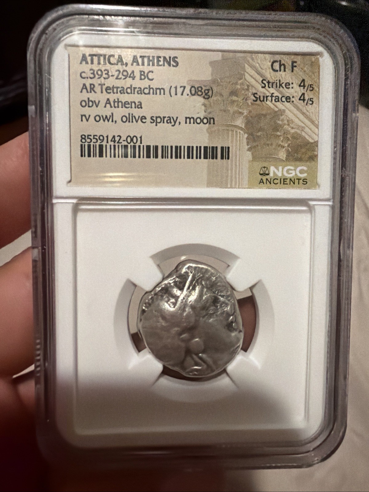 Attica Athens c. 393-294 BC NGC Ancients AR Tetradrachm (17.08g) Athena