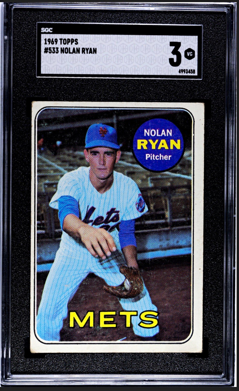 1969 Topps #533 Nolan Ryan Mets HOF 2nd Year High Number SGC 3 VG 1969 Topps #533 Nolan Ryan Mets HOF 2nd Year High Number SGC 3 VG