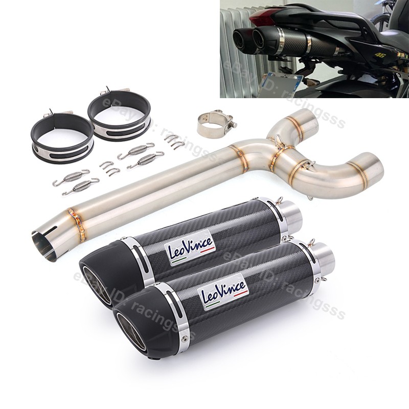 For Yamaha FZ6 FZ6N FZ6S 2004-2011 Exhaust System Link Pipe Carbon Muffler Tips
