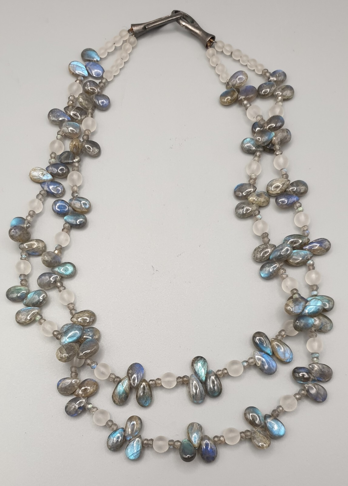 Elegant Vintage Gemstone Necklace with Labradorite and Rare Stones, 925 Silver Ver