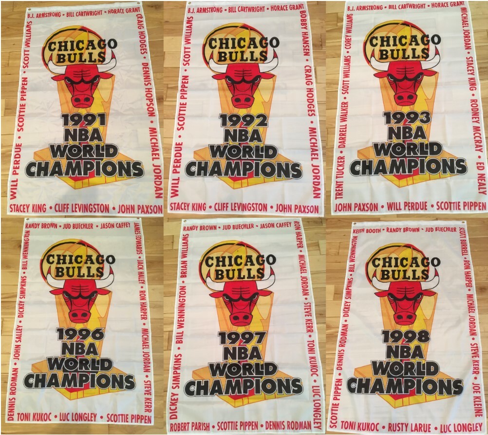 3'x5' Full Set Of Chicago Bulls NBA Championship banners/flags “The Last Dance”