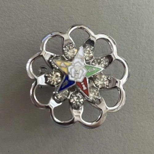 Vintage OES Order of The Eastern Star Silver Tone Crystals Wreath Pin Brooch Vintage OES Order of The Eastern Star Silver Tone Crystals Wreath Pin Brooch