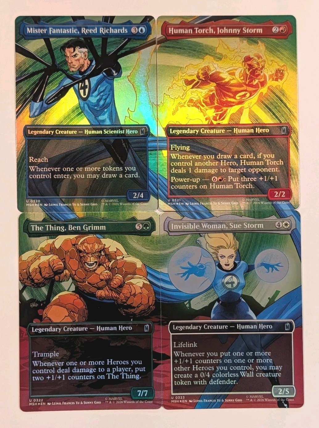 MARVEL MTG Borderless Foil COMPLETE SET of 4 Fantastic Four Scene Cards