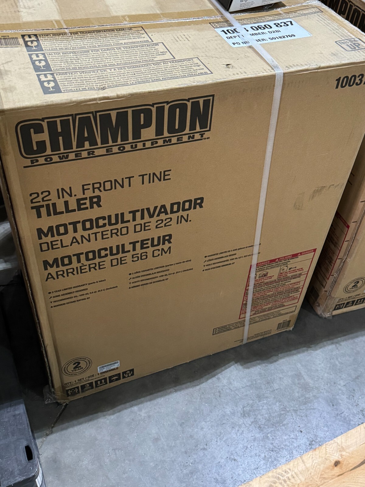 Champion 22 In. 212cc 4 Stroke Gas Dual Rotating Front Tine Tiller Fwd & Reverse Champion 22 In. 212cc 4 Stroke Gas Dual Rotating Front Tine Tiller Fwd & Reverse