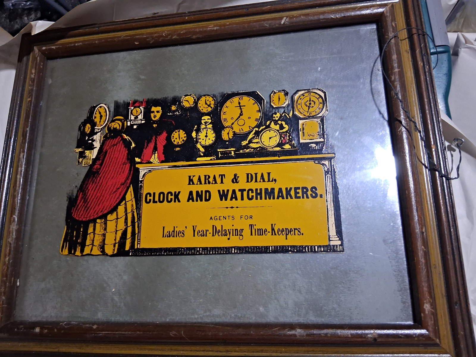 Karat & Dial Clock & Watchmakers Advertising Sign, Jewelry & Watches, Yellow