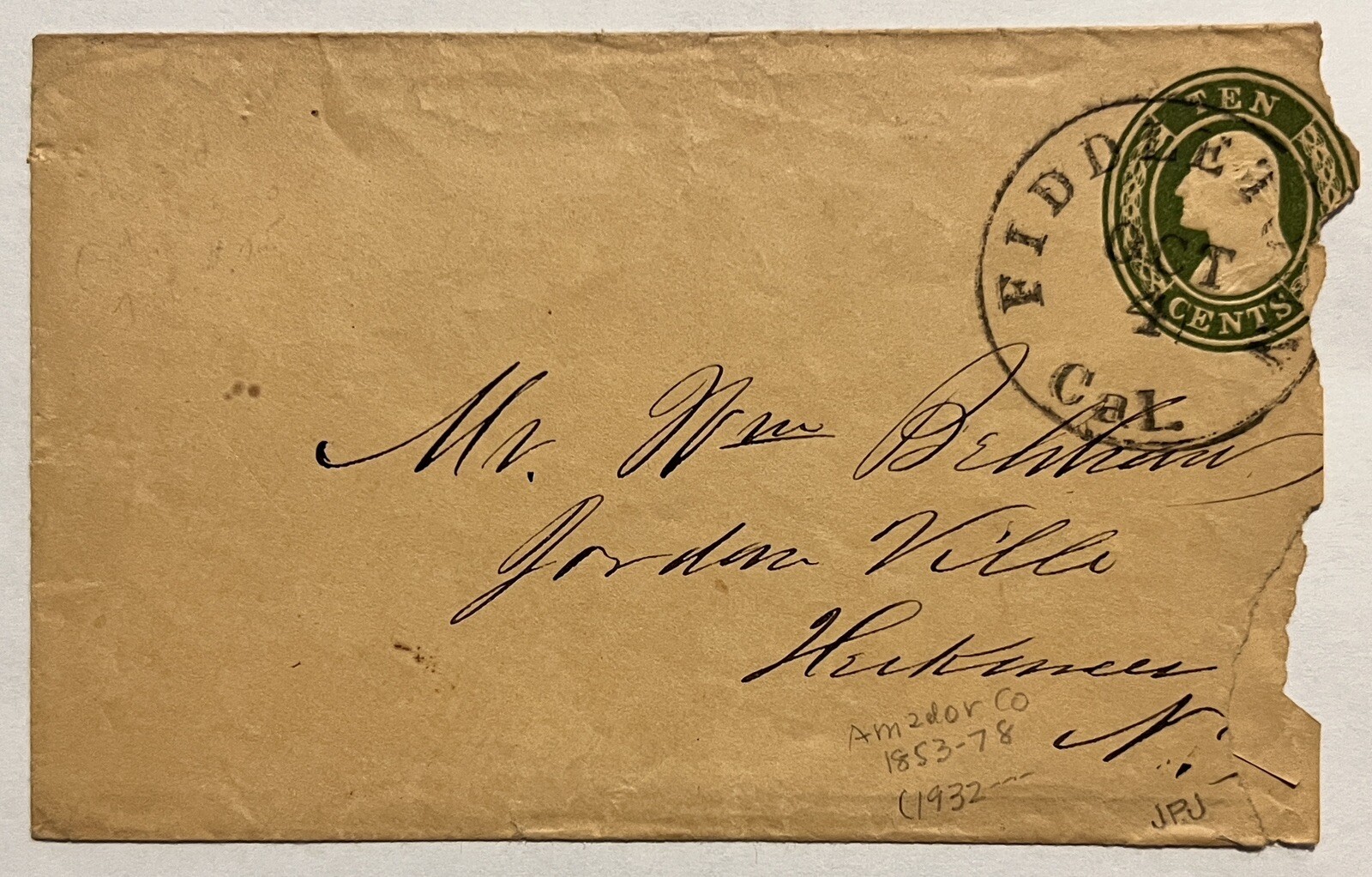 RARE 1850s 10C STATIONERY COVER FIDDLETOWN, CA (CHANGED NAME TO OLETA 1878-1932) RARE 1850s 10C STATIONERY COVER FIDDLETOWN, CA (CHANGED NAME TO OLETA 1878-1932)