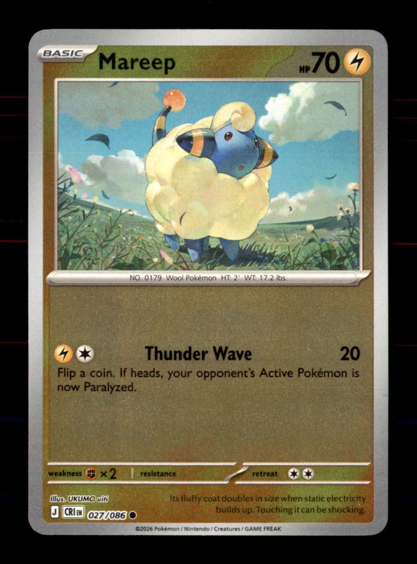 Mareep 027/086 Common Chaos Rising Pokemon Reverse Holo Near Mint Mareep 027/086 Common Chaos Rising Pokemon Reverse Holo Near Mint