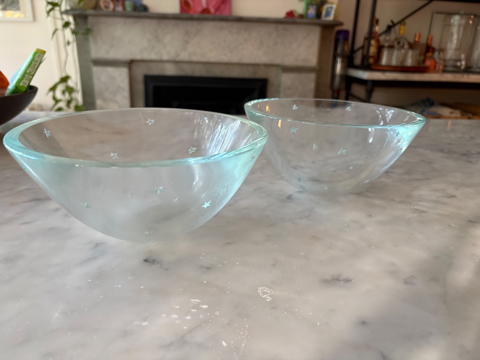 pair of vintage glass bowls