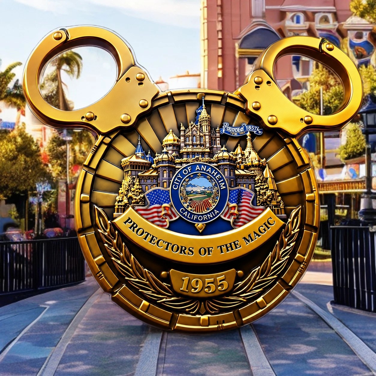 🔥Gold Purple US Secret Service Disneyland Anaheim Office Mickey Challenge Coin