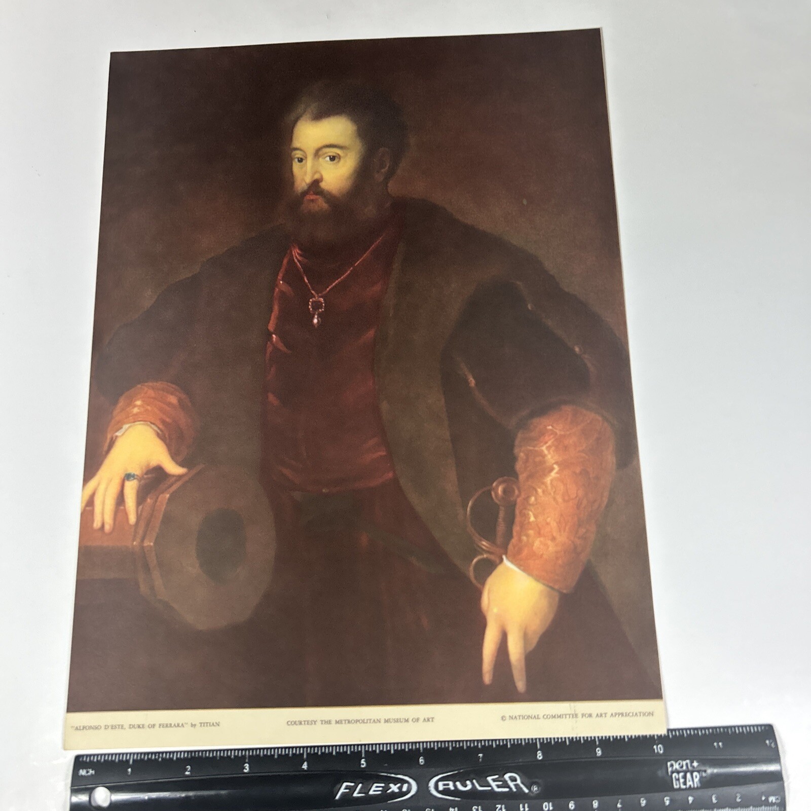 Art Print Alfonso d\'Este Duke of Ferrara by Titian Antique Lithograph Unframed