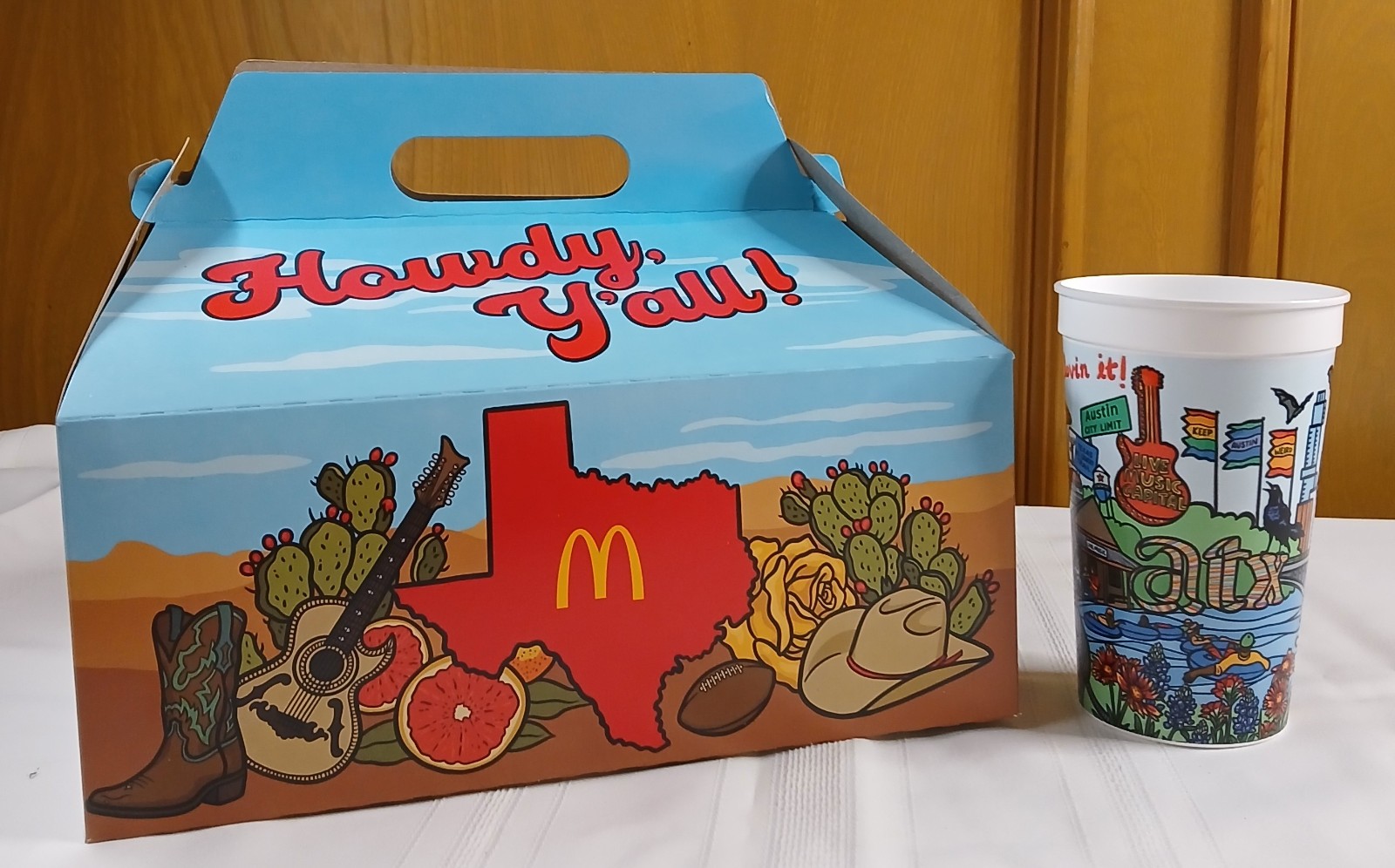 McDonald\'s Texas Meal AUSTIN Souvenir Cup and Meal Box