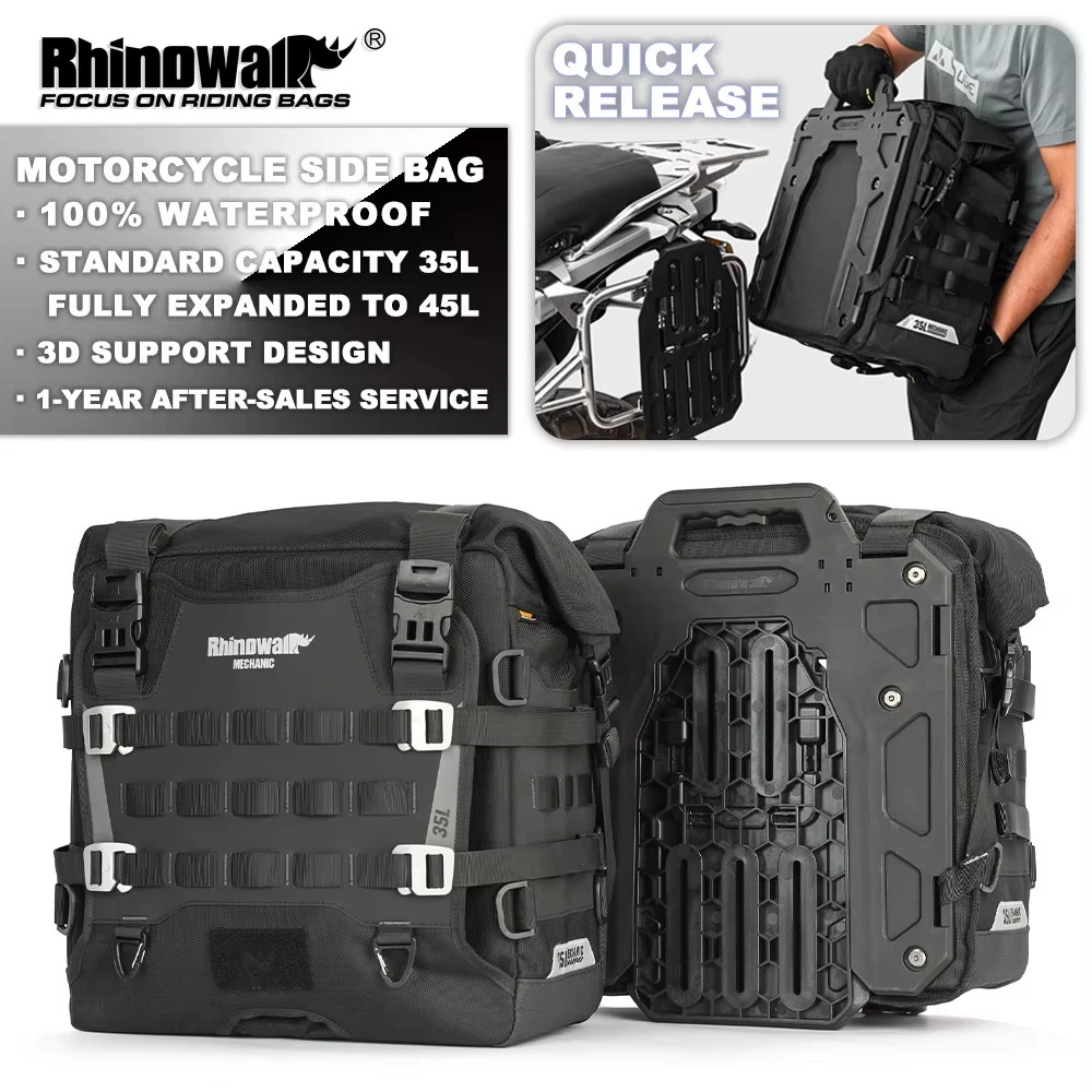 Rhinowalk Motorcycle Side Bag Waterproof 35L Quick Release Saddlebag Pannier 1Pc Rhinowalk Motorcycle Side Bag Waterproof 35L Quick Release Saddlebag Pannier 1Pc