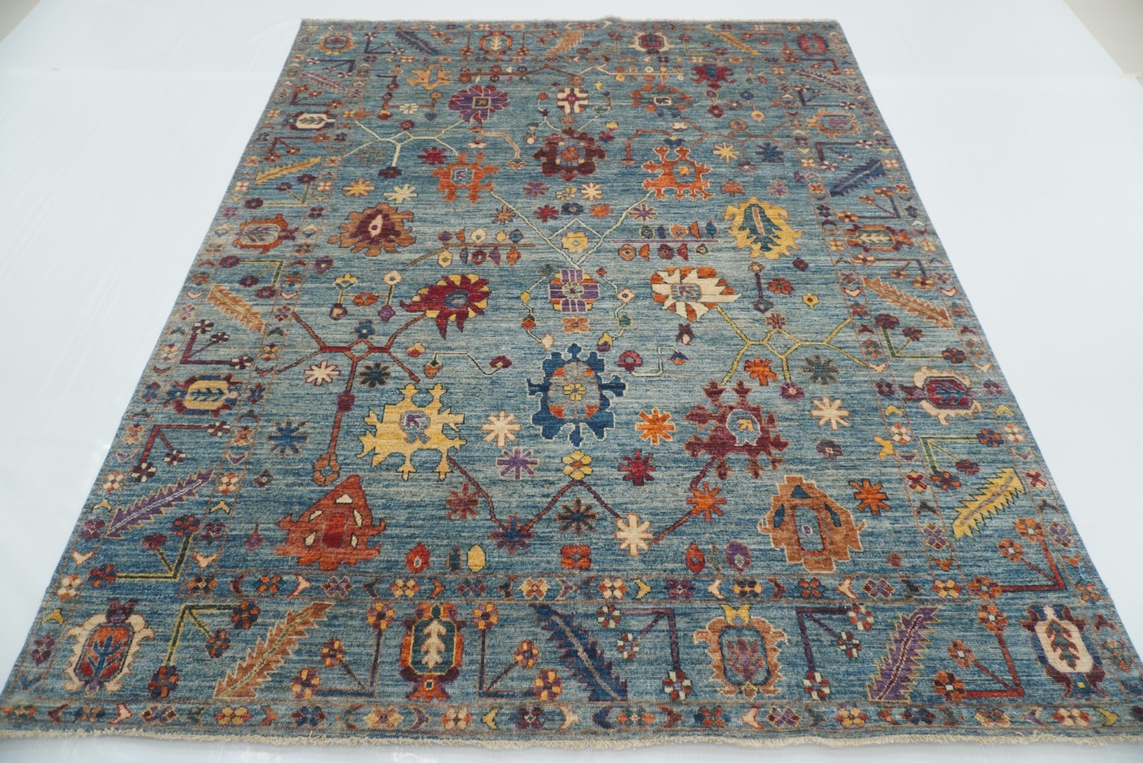 8x10 ft Blue Turkish Oushak Hand Knotted Wool Oriental Rug 8x10 ft Blue Turkish Oushak Hand Knotted Wool Oriental Rug