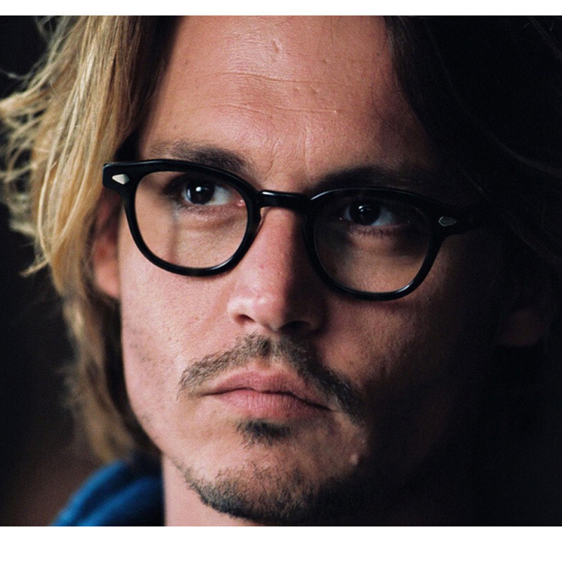 Johnny Depp Glasses Acetate Eyeglasses Frame Black Vintage Eyewear 46 mm
