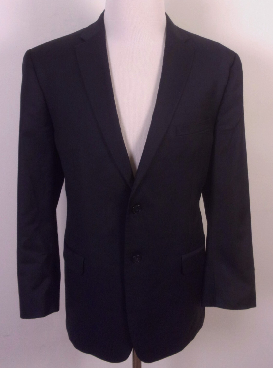 EUC Joseph Jos. A. Bank Navy 100% Wool Sharkskin Blazer Sportcoat SZ 44 R