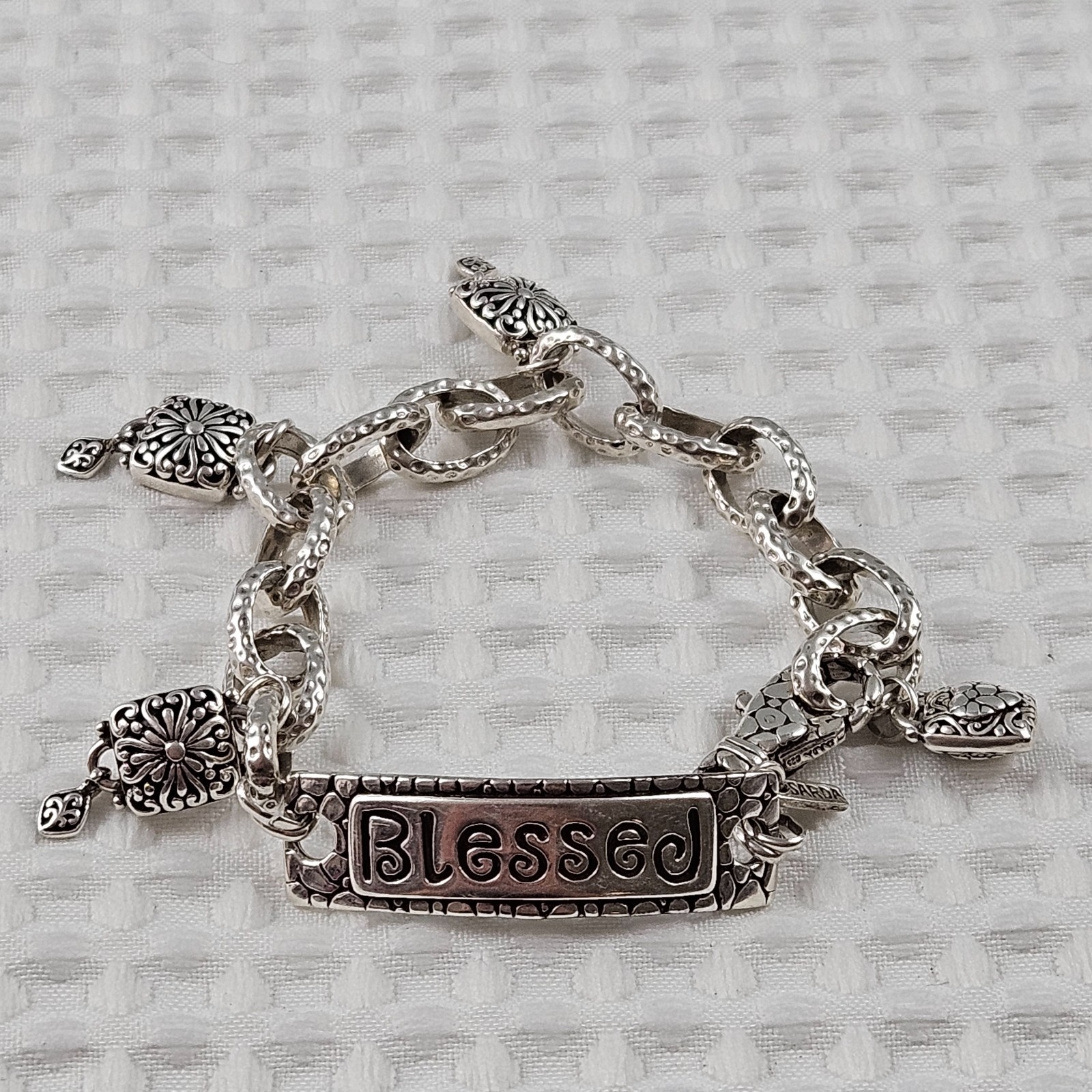 925 Sarda Sterling Silver Artisan Janyl Adair Blessed Charm Bracelet Retail $259 925 Sarda Sterling Silver Artisan Janyl Adair Blessed Charm Bracelet Retail $259