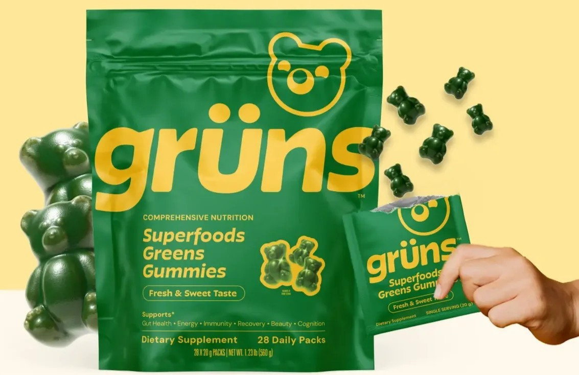 Gruns Adults Super Greens Gummies, Multivitamin Superfood Gummy Bears 28 Packs Gruns Adults Super Greens Gummies, Multivitamin Superfood Gummy Bears 28 Packs