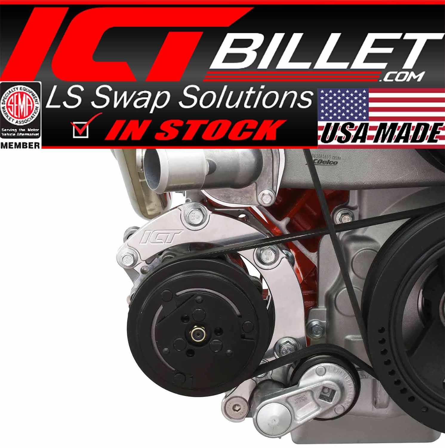LS Low Mount A/C Air Conditioner Compressor Bracket for Sanden 7176 LS1 Camaro