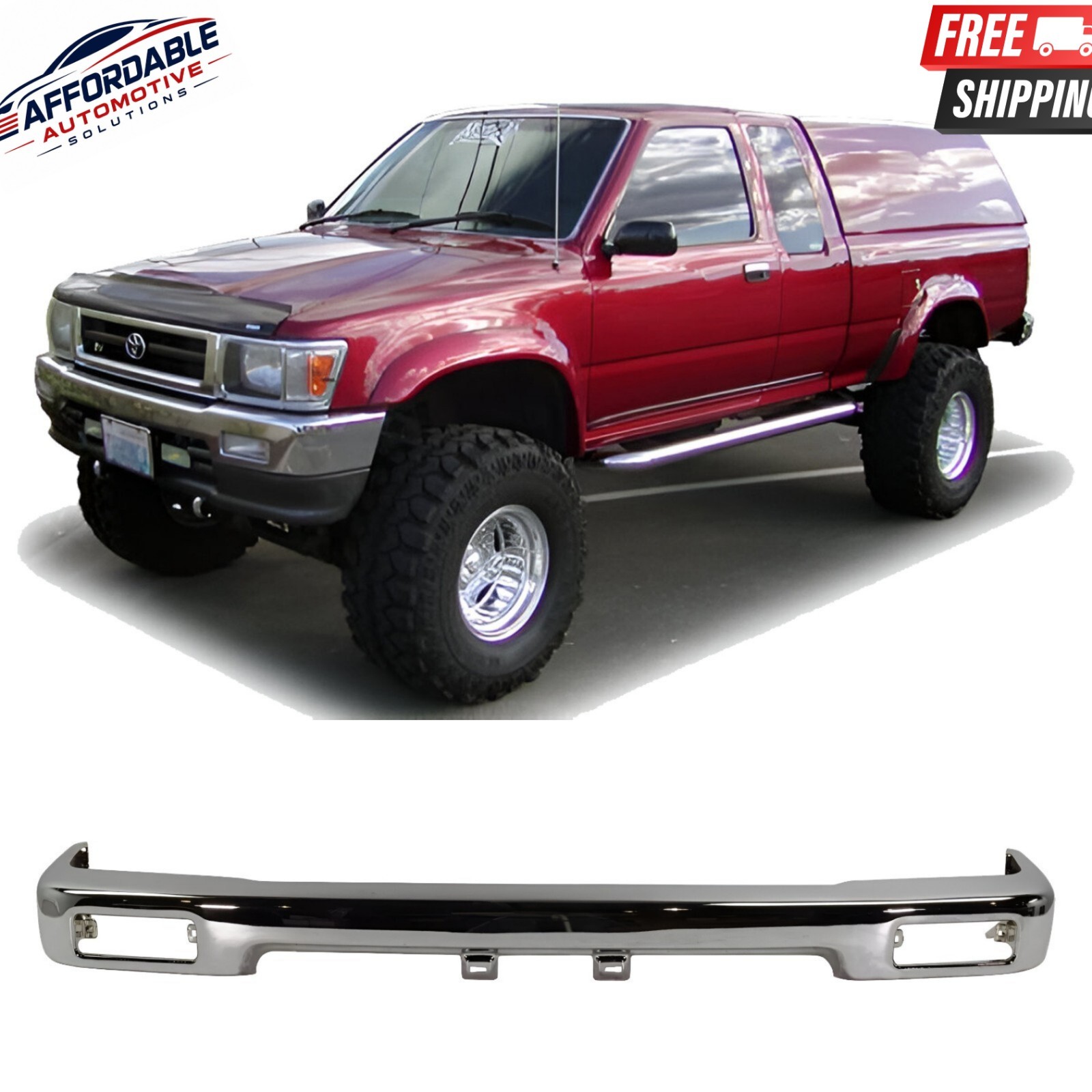 Front Bumper Face Bar Chrome Steel For 1989-1995 Toyota Pickup
