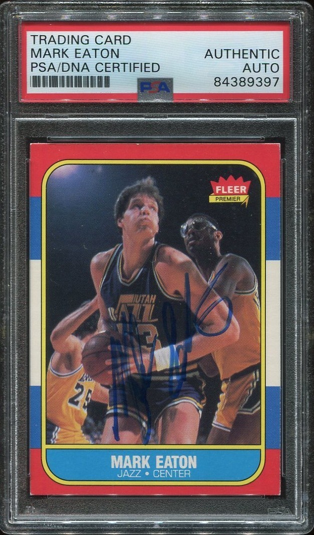 UTAH JAZZ MARK EATON signed autographed 1986 FLEER ROOKIE CARD RC PSA/DNA RARE