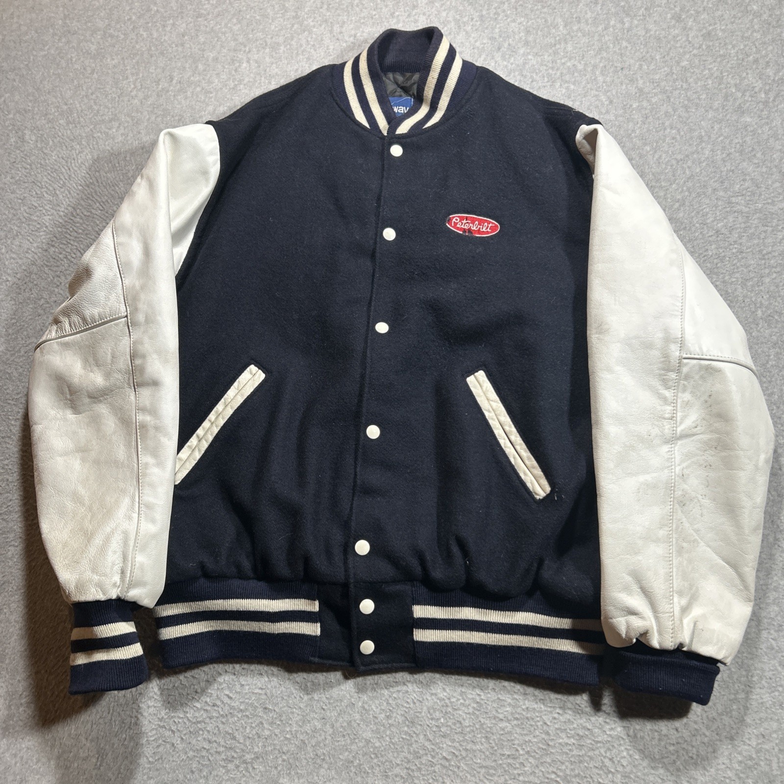 VTG Holloway College Jacket Peterbilt Trucks Button Up Varsity Jacket - Mens XL