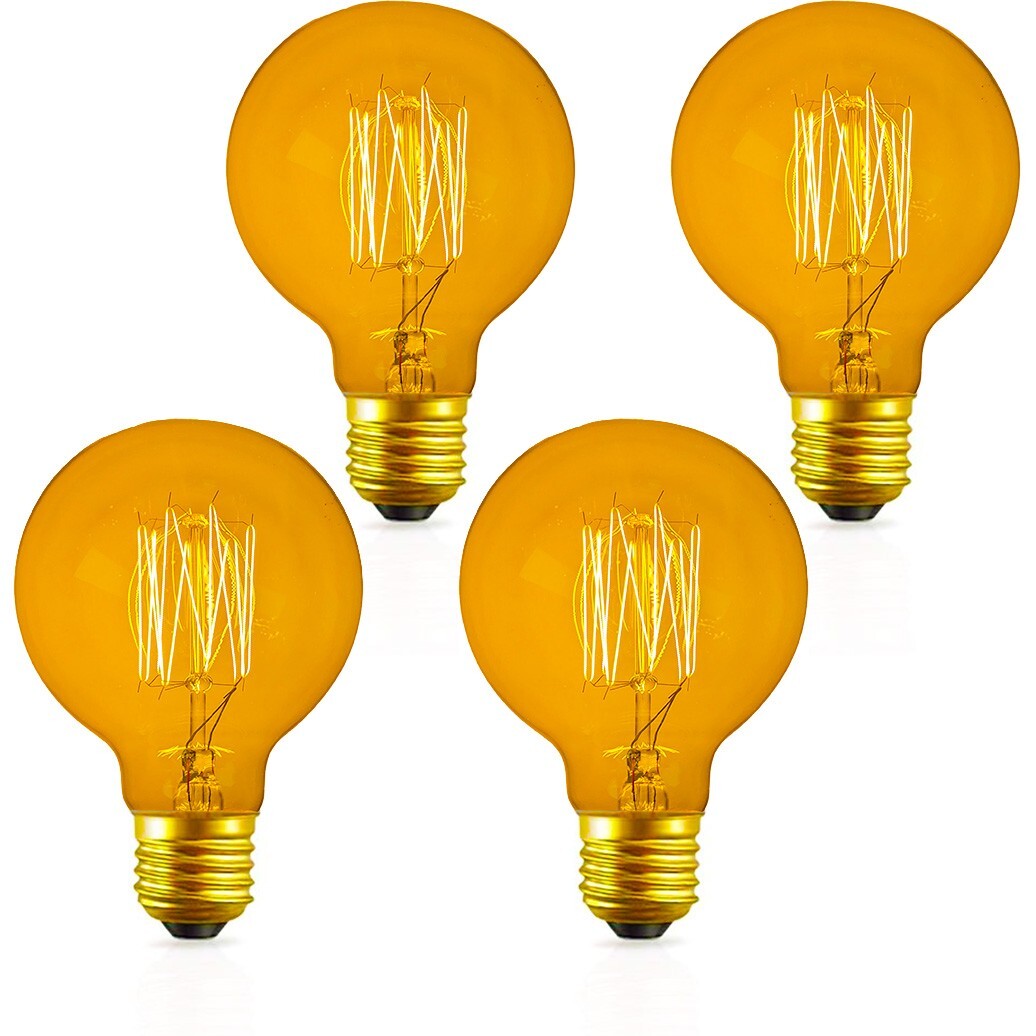 4 Pack of Dimmable G80 Vintage Edison Light Bulbs, 60W 2200K Amber Glow 4 Pack of Dimmable G80 Vintage Edison Light Bulbs, 60W 2200K Amber Glow