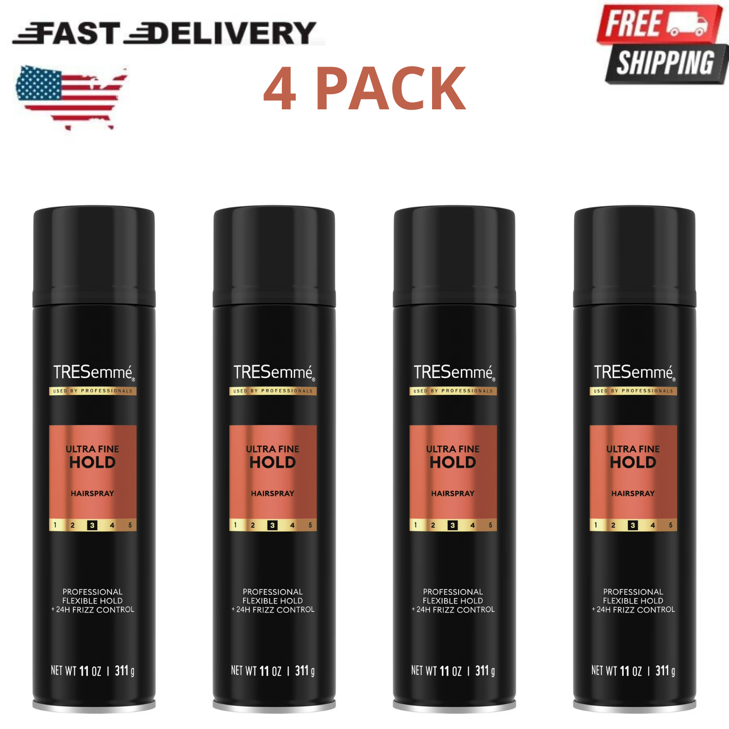 TRESemme Ultra Fine Mist Hairspray Flexible Hold Pro Lock Tech 11 Oz, 4 Pack