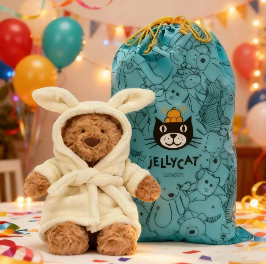 Jellycat Bathrobe Bartholomew Bear NWT-Birthday Gift Cute Toys With Dust Bag