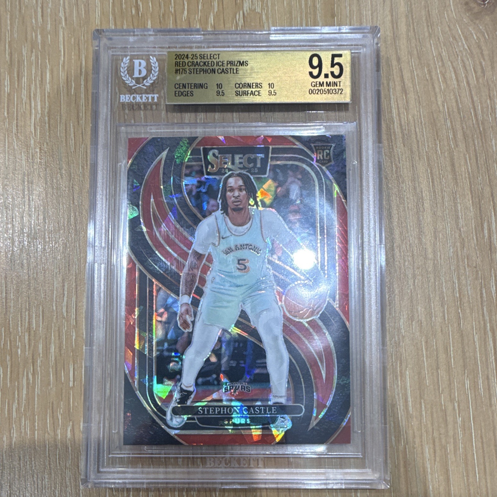 2024-25 Panini Select Stephon Castle #175 Red Cracked Ice Prizm (RC)