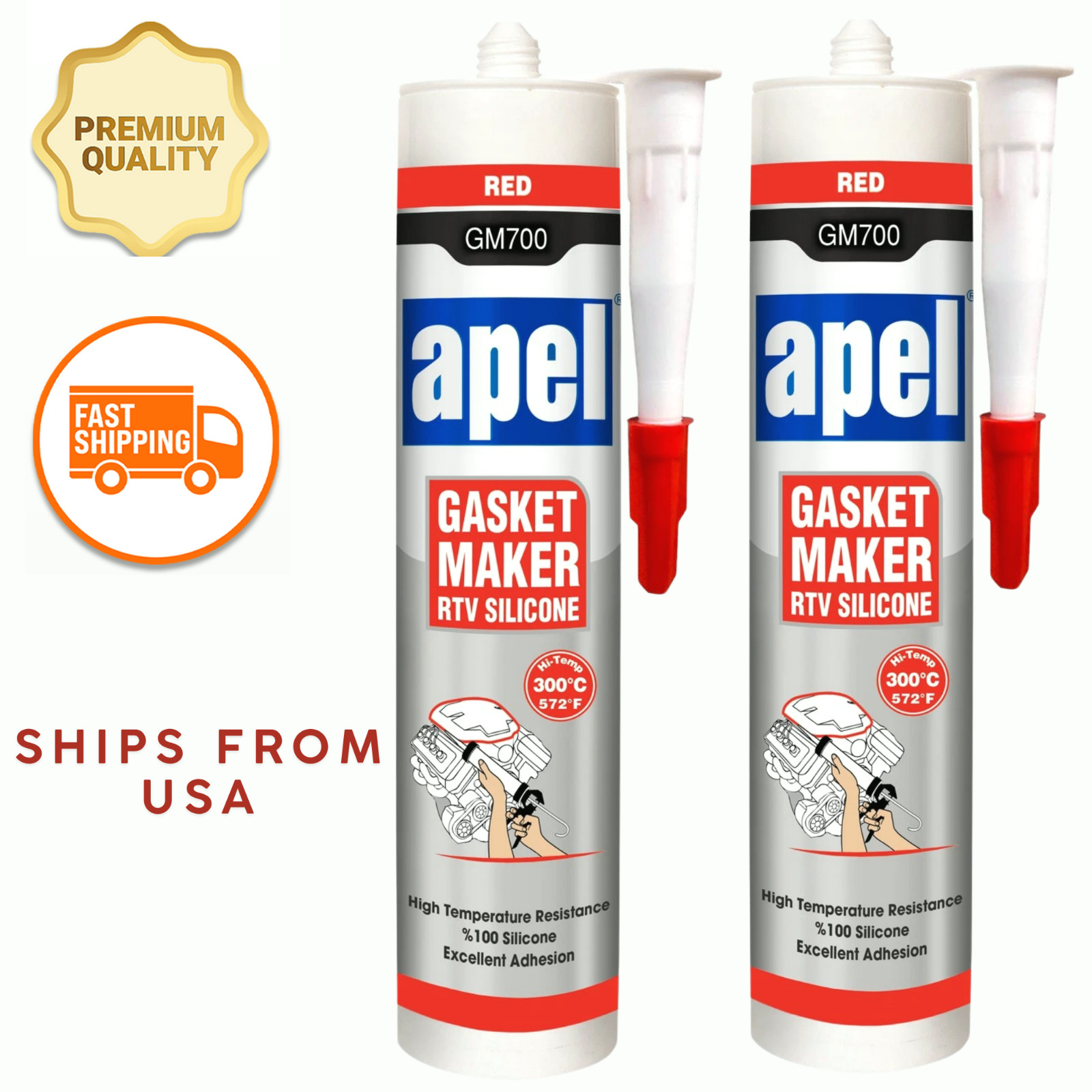 High-Temp Red RTV Silicone Gasket Maker Sealant Heat Resistant 572°F 2x 10.2oz High-Temp Red RTV Silicone Gasket Maker Sealant Heat Resistant 572°F 2x 10.2oz