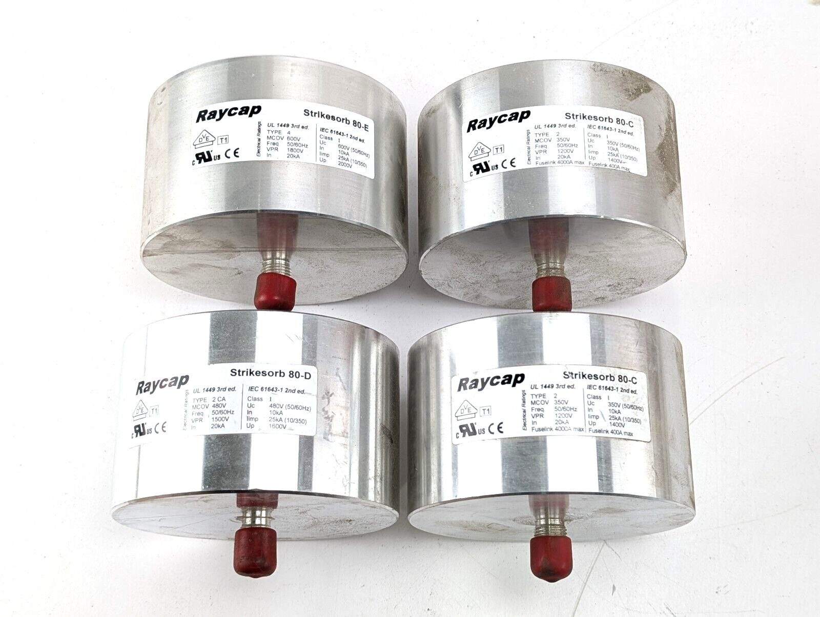 Lot of 4 Raycap Strikesorb Assemblies 2x 80-C, 80-D, 80-E *NEW*