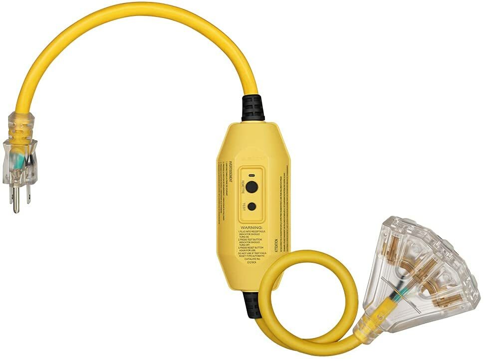 DEWENWILS 3 FT Tri-Tap Manual GFCI Extension Cord LED Lighted 3  Prong Ground