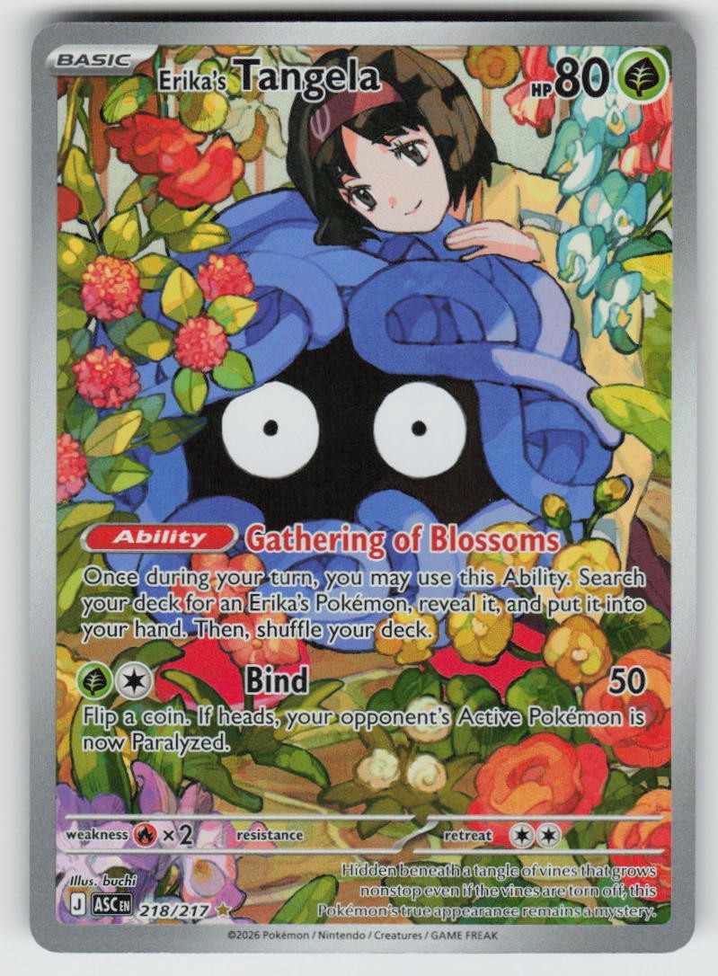 Erika's Tangela 218/217 Illustration Rare Ascended Heroes Pokemon Holo Near Mint Erika's Tangela 218/217 Illustration Rare Ascended Heroes Pokemon Holo Near Mint