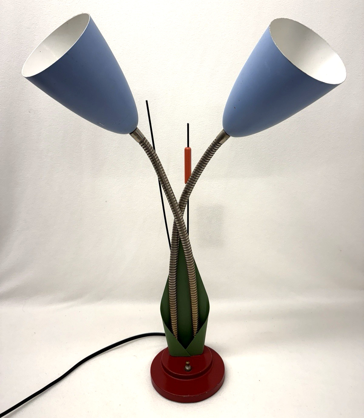 Vintage MCM Cattail Double Gooseneck Desk Lamp Cat Tail Vintage MCM Cattail Double Gooseneck Desk Lamp Cat Tail