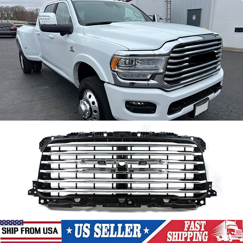 For 2019-2024 RAM 2500 3500 Longhorn Chrome Front Bumper Upper Grille 68445621AA