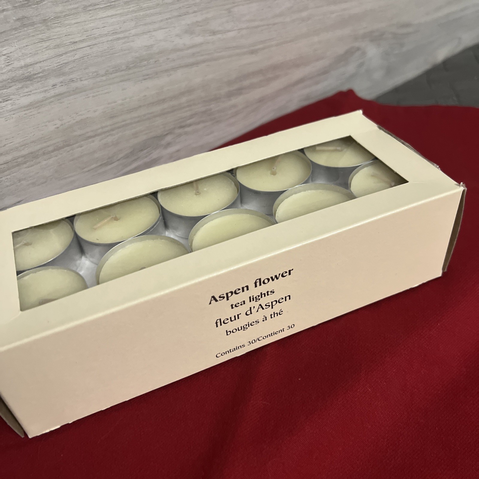 RARE Vtg Pier 1 Imports ASPEN FLOWER Tea Light Candles 30 Ct Box Deadstock NOS