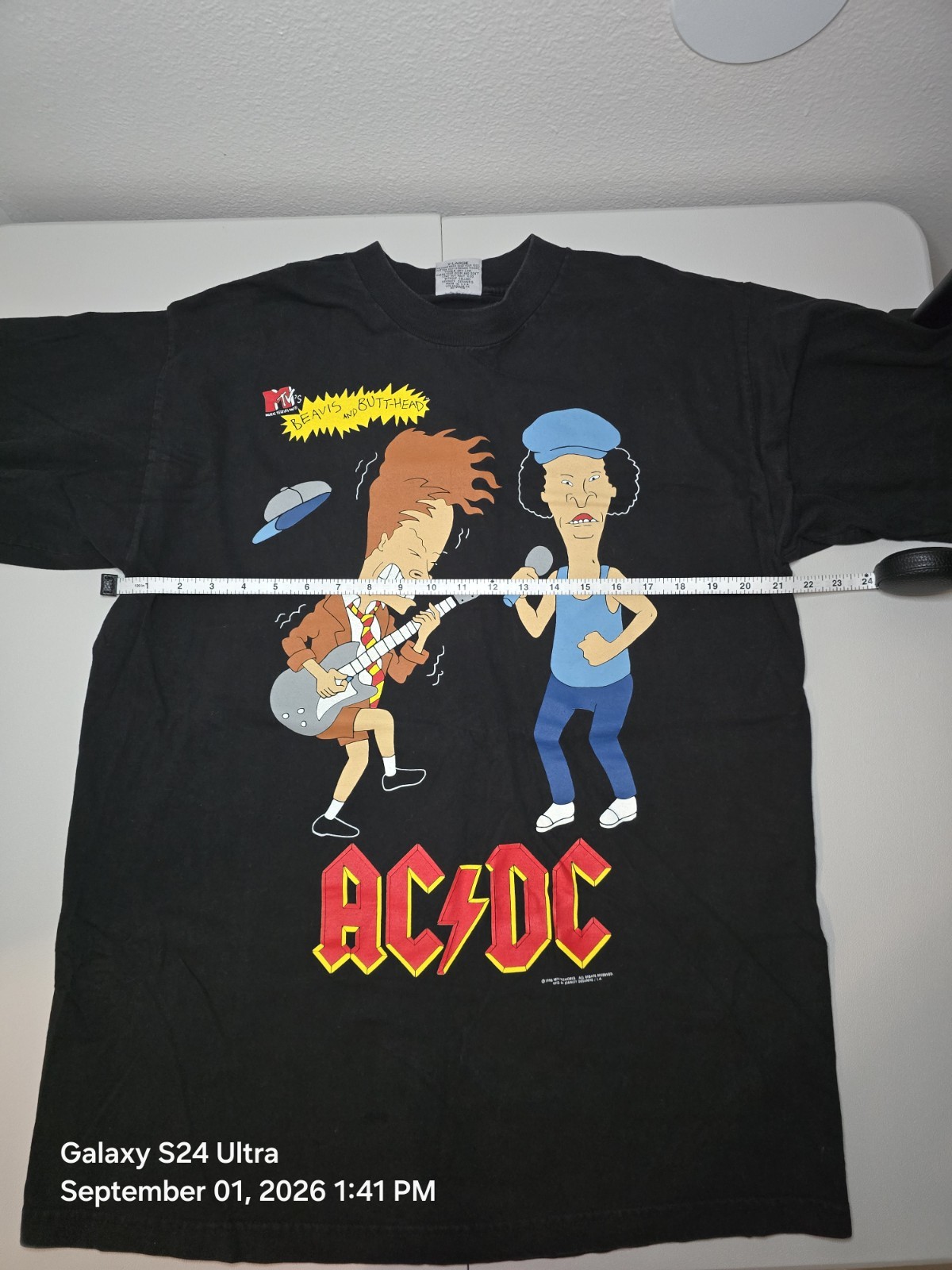 Vtg 1996 Beavis & Butt-Head AC/DC T Shirt XL Stanley DeSantis TAG MTV Band Tee