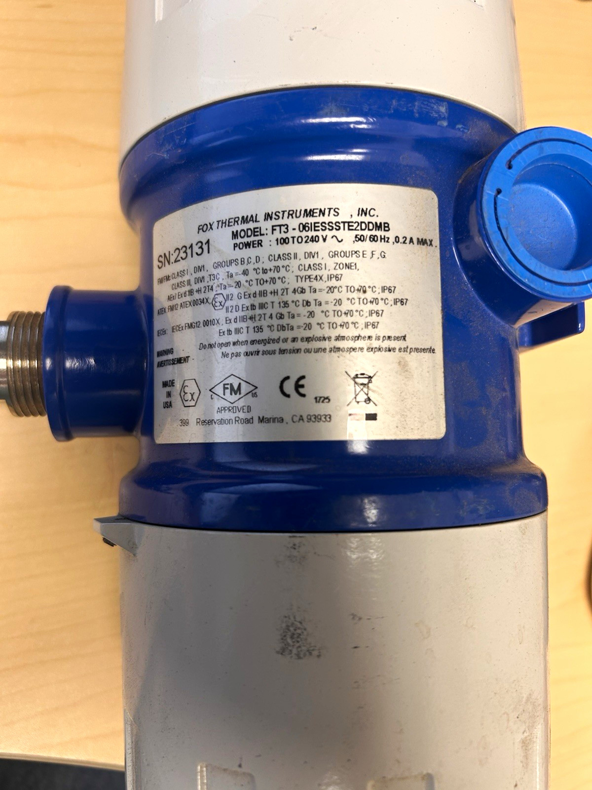 Fox Thermal Instruments Mass Flow Meter FT3-06IESSSTE200MB Fox Thermal Instruments Mass Flow Meter FT3-06IESSSTE200MB