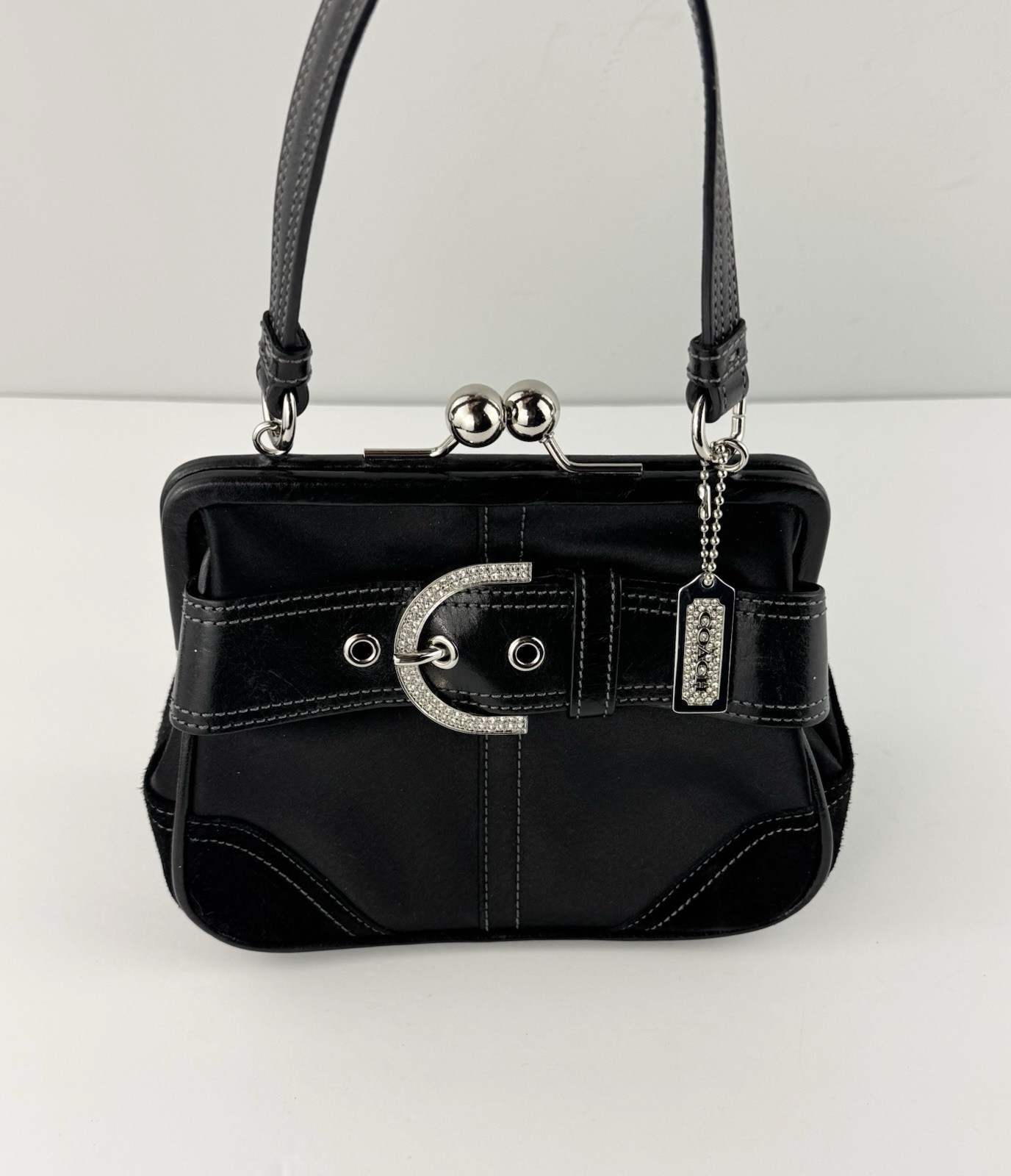 VTG Coach 3579 Madison Black Satin Swarovski Crystal Kiss Lock Bag Archive VTG Coach 3579 Madison Black Satin Swarovski Crystal Kiss Lock Bag Archive