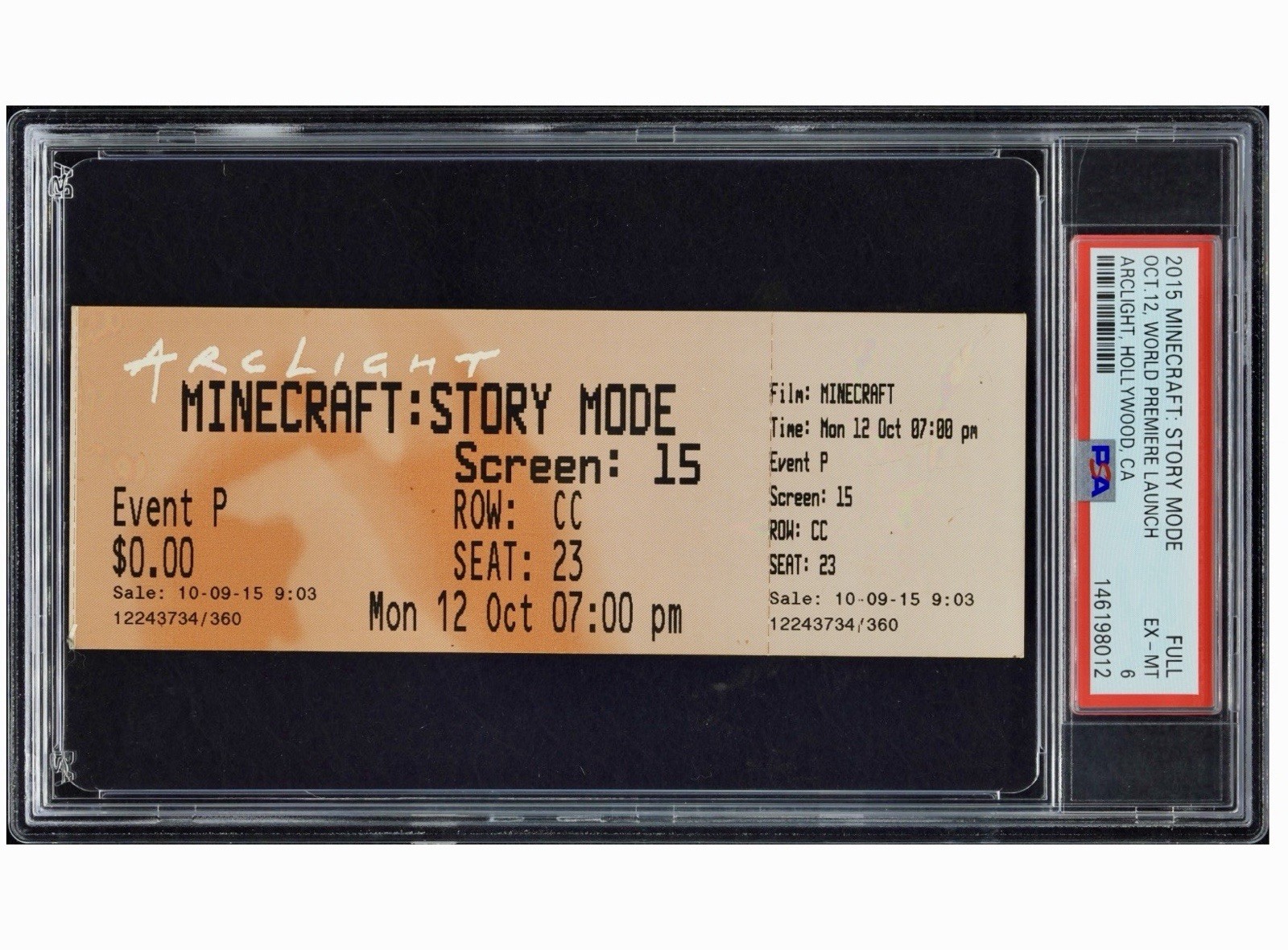 PSA 6 - 2015 MINECRAFT : STORY MODE world premeire launch FULL EVENT TICKET