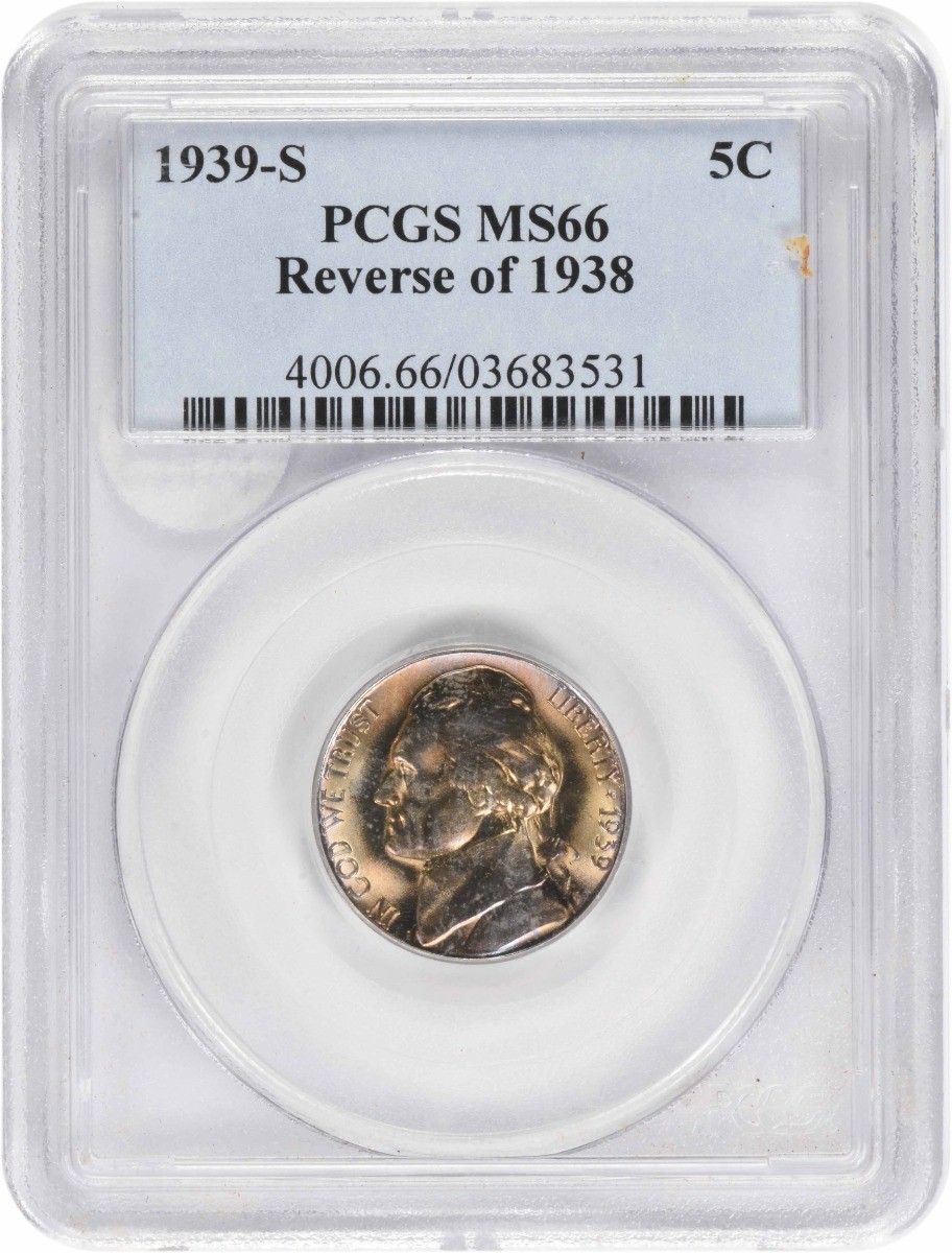 1939-S Jefferson Nickel Reverse of 1938 MS66 PCGS