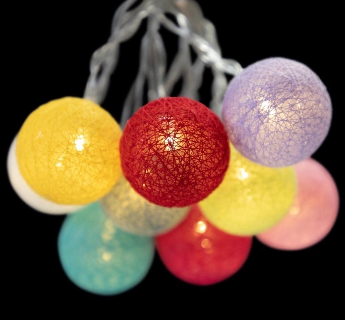 Northlight 10ct Battery Operated Yarn Ball Summer LED String Lights Warm White 