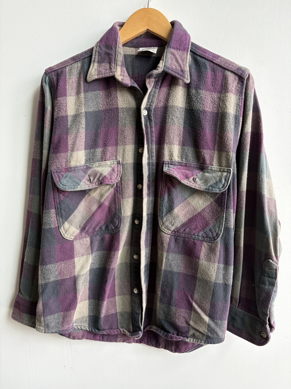 Five Brother Vintage Purple Grey Heavy Flannel Shirt Made USA Mens M 