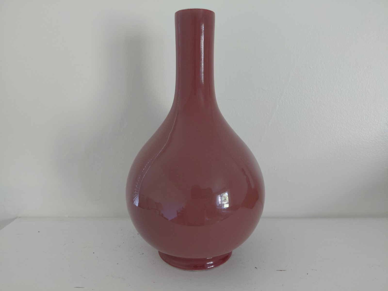 ⭕️Fine 19th Century Chinese Export Bottle Vase, Oxblood, Sang de Boeuf