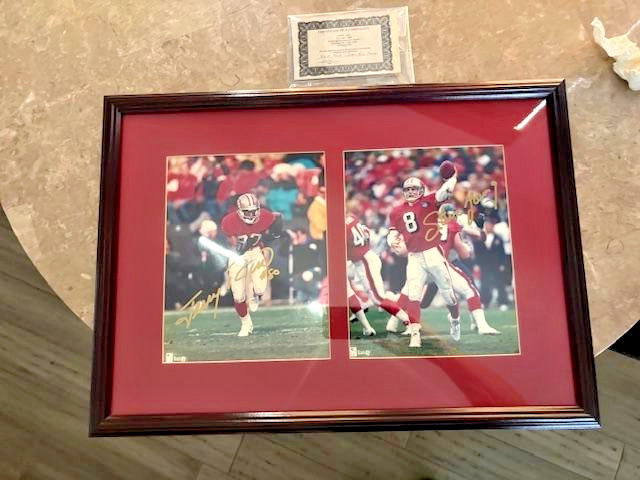 SF49ers Steve Young & Jerry Rice Autographed Framed Photos - Gold Sharpies w/COA