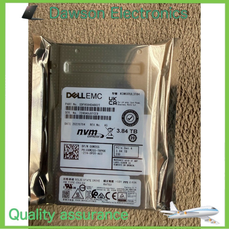 08W2G5 New 3.84TB SSD CM6 DELL U.3 NVMe Gen4 KCM6XRUL3T84 PCIe DELL Drive New